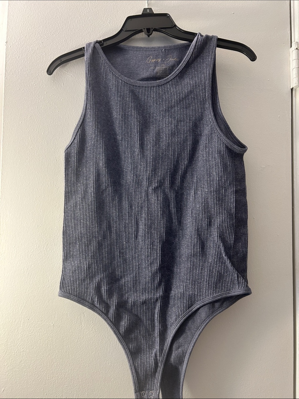 Cozy Ribbed Tank One-Piece Bodysuit - gray